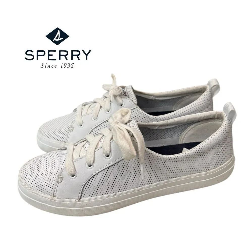 Sperry Top-Sider Women's Crest Vibe iWhite Leather Perforated Sneakers 8